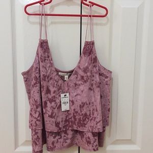Express crushed velvet mauve tank top, Size Small